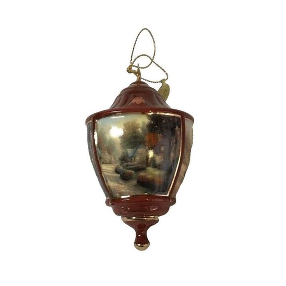 Thomas Kinkade Bradford Editions Heirloom Ornament Lite Cover Cobblestone Lane - Picture 1 of 7
